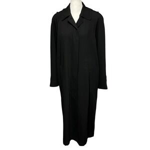 Vtg London Fog‎ Women's Trench Coat, Black Longline Classic Jacket Size 8 Petite